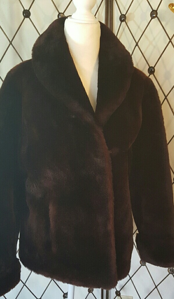 Vintage Brown Mouton Fur Jacket S